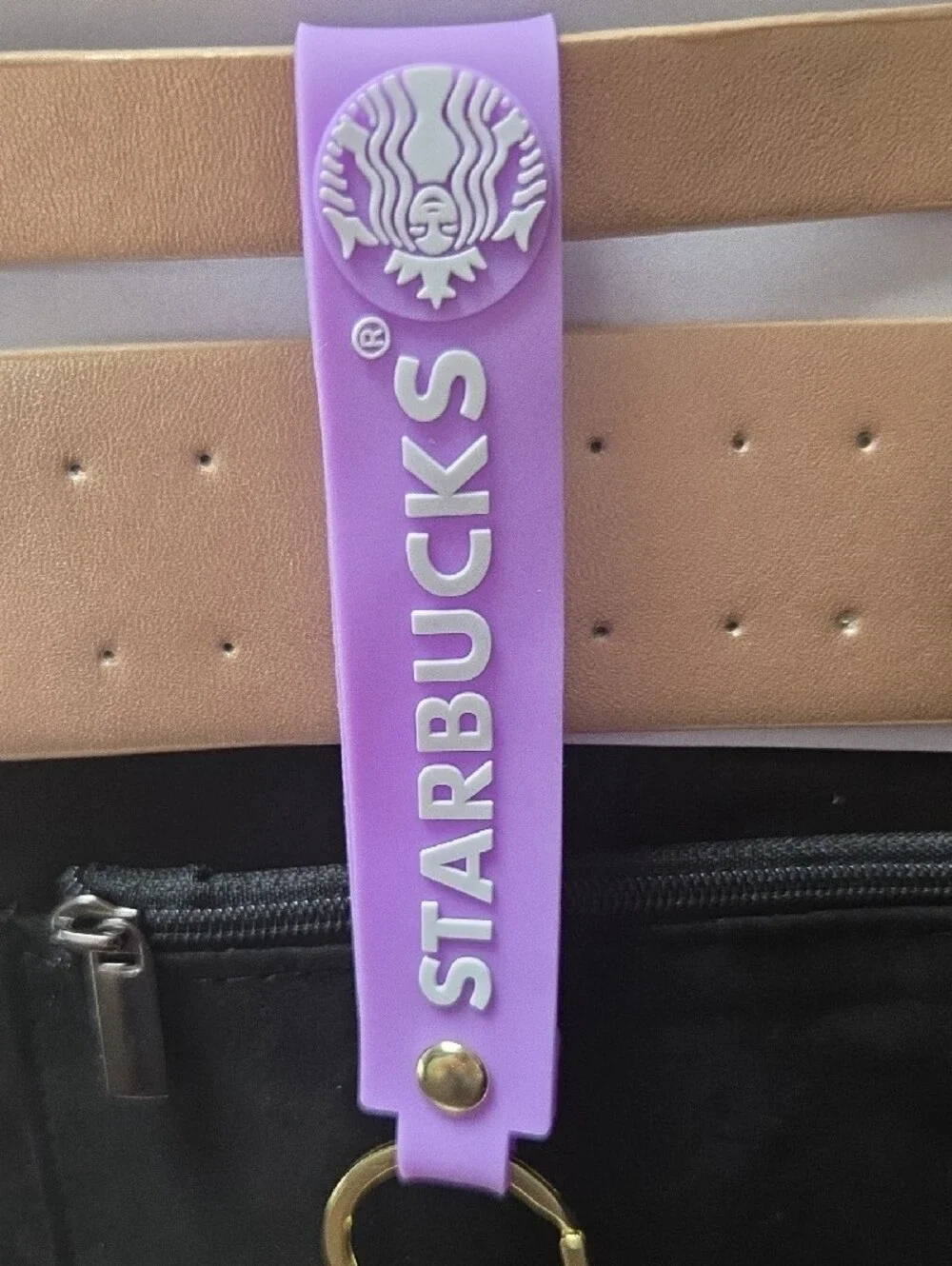 Starbucks Purple Keychain Strap with Frappuccino Charm